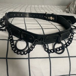 All Black Leather/Chain Belt